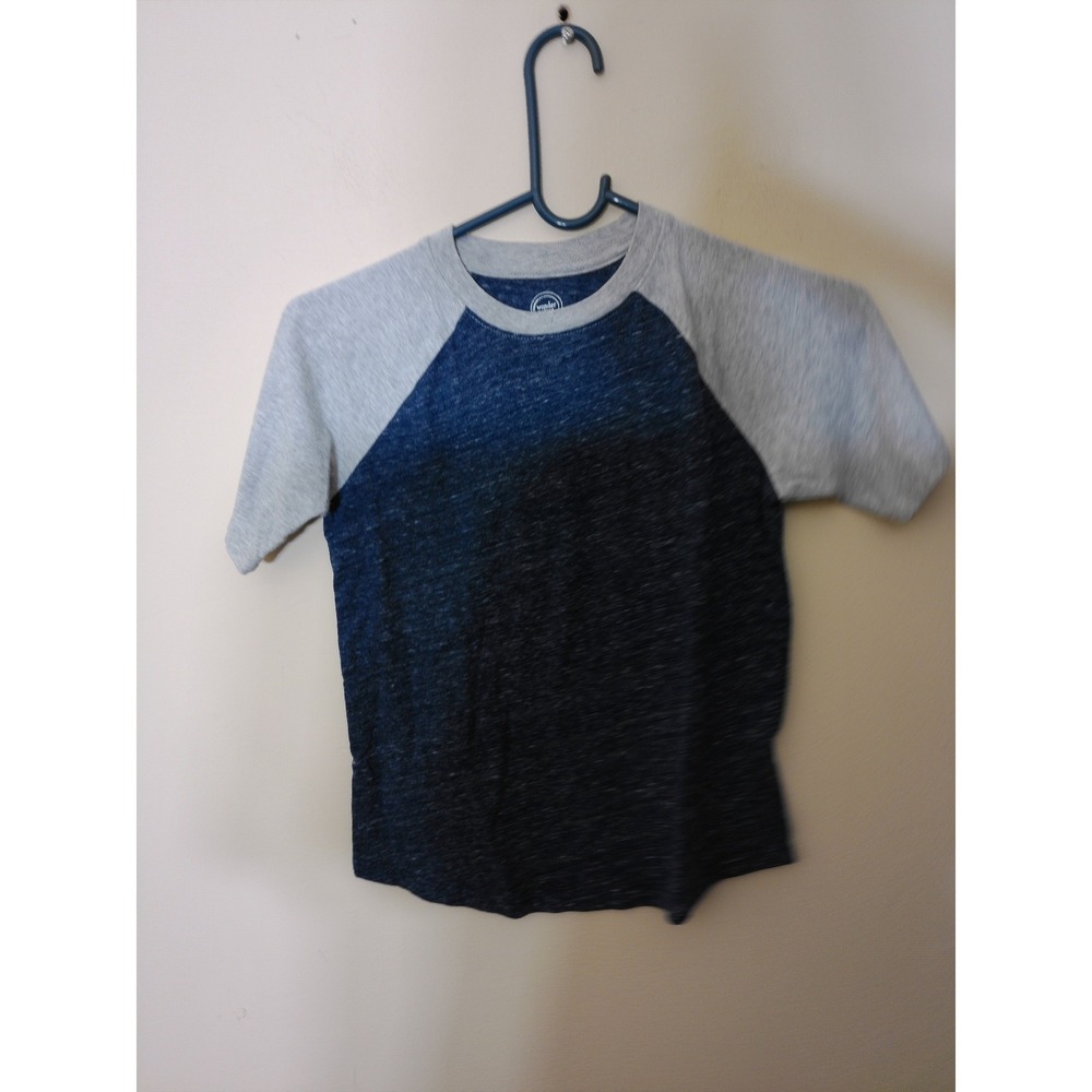 Wonder Nation Raglan T-Shirt Boys M 8 Blue Grey Space Dye Athletic Casual Tee